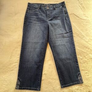 Gloria Vanderbilt Jordyn Capri Jeans 10 Bling Pocket Stretch Denim 34x21
